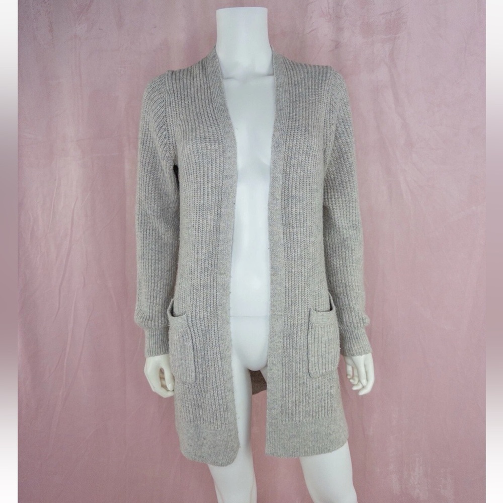 Marine Layer Womens Cardigan Beige Open Front Knit Sweater Cashmere Blend Small